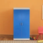 2 Door Wardrobe in White & Blue Finish