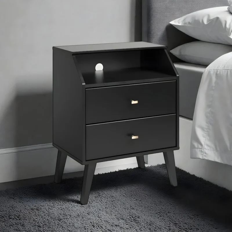2-Drawers Night Stand in White