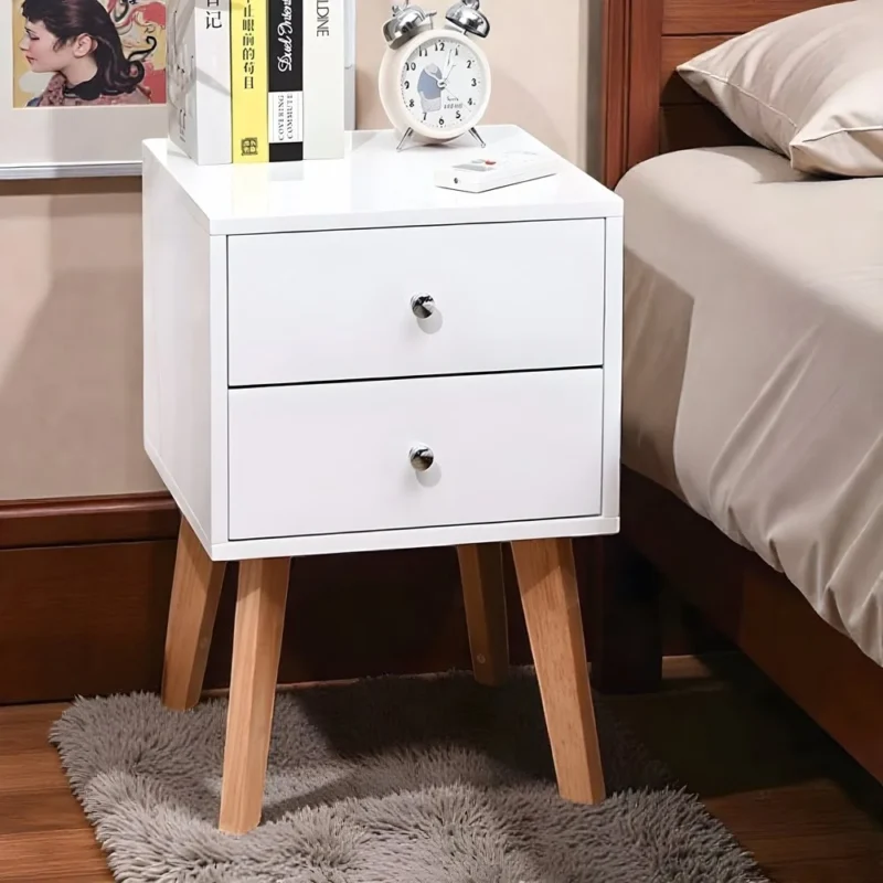 2 Drawers White Night Stand