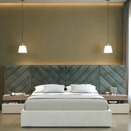 Cross Lines Tufted WallPanel Headboard Bed
