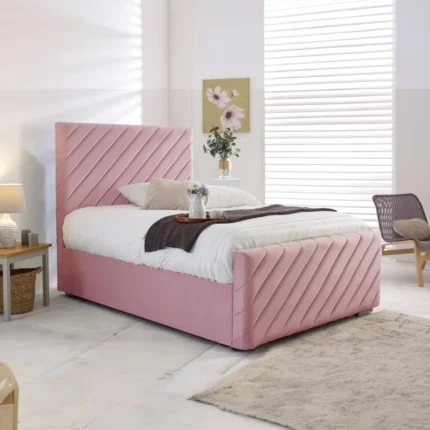 Cross Tufted High Headboard Velvet Upholstery Bed