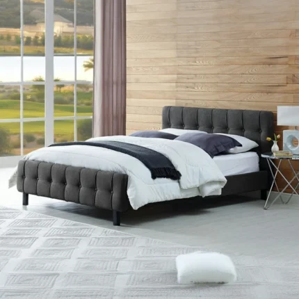 Fabric Upholstered Tufted Bed