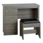 Grey 3 Drawers Dressing Table with Stool