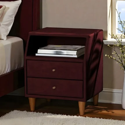 Mid-Century Fabric Upholstered Nightstand
