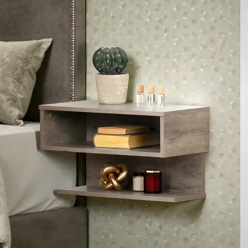 Wall Mounted Open Shelves Night Stand