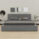 Platform Grey Upholstered Bed