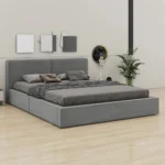 Platform Grey Upholstered Bed