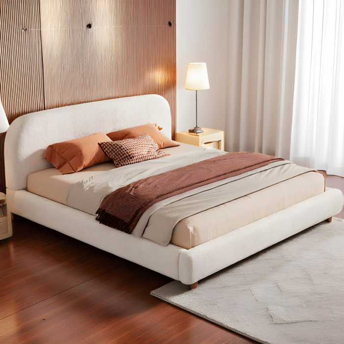 BoucleUpholsteredQueenSizePlatformBed