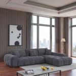 MetroLuxe 6-Seater Modern Charcoal Sectional Sofa