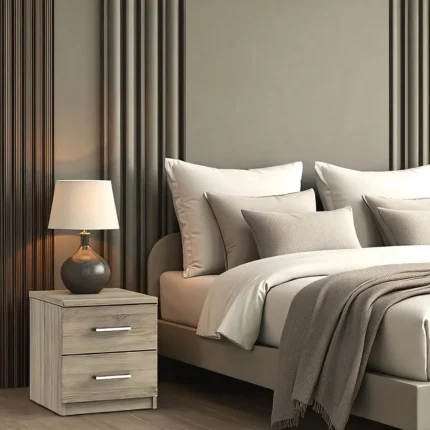 Modern 2-Drawer Bedside Table – Elegant Nightstand