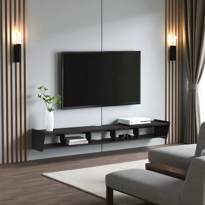 Sleek Floating TV Wall Shelf with Open Storage – Modern Wall-Mounted ...