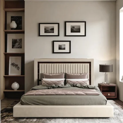 Khalifa Luxe Modern Platform Bed – Beige Elegance Collection