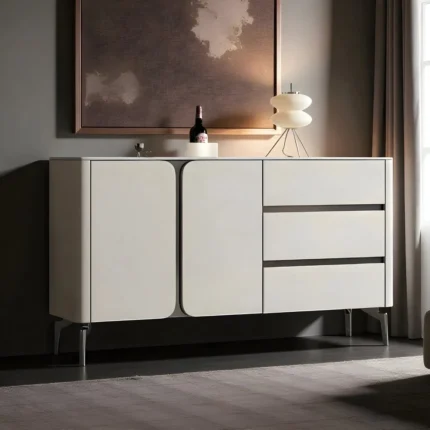 Aura White Curved Dresser