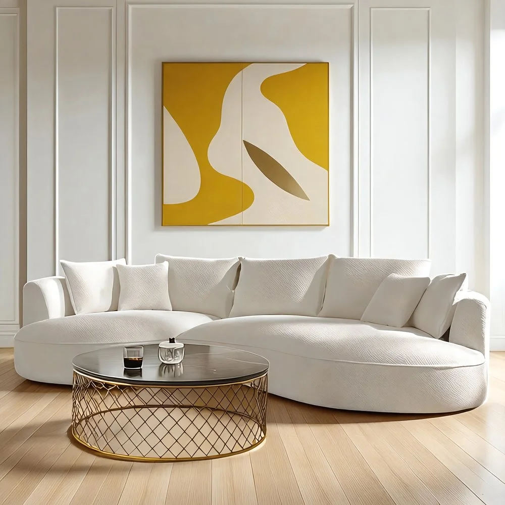 Aurora Curve Modern White Bouclé Sectional Sofa