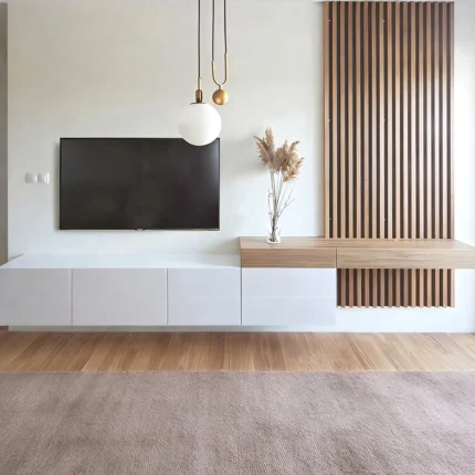 Lumina White Slatted TV Console