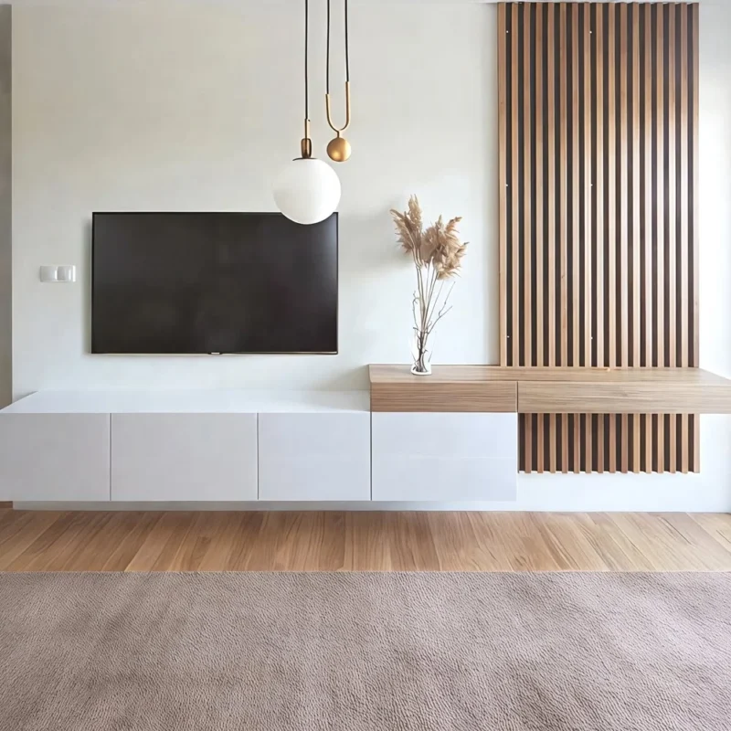 Lumina White Slatted TV Console