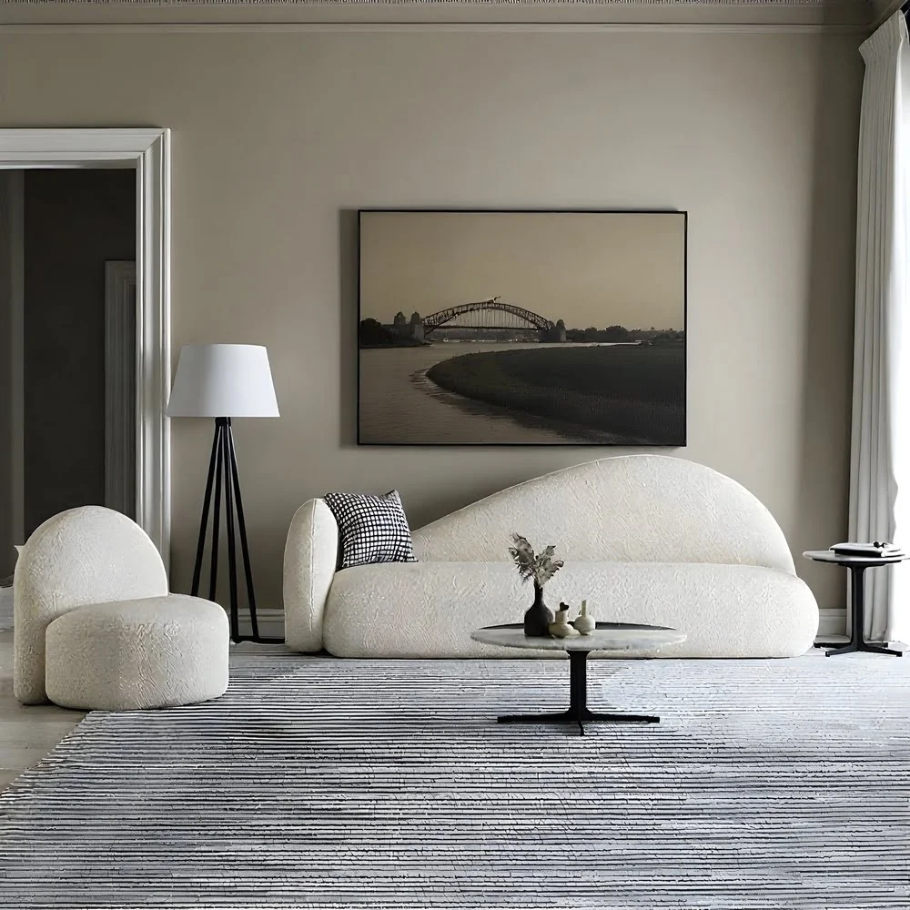 Cloudscape Bouclé Curved Sofa Set