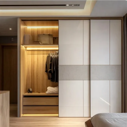 Contemporary White LED Sliding Wardrobe
