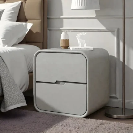 Elegant Rounded Gray Nightstand