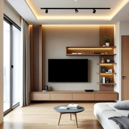 Elegant Slat LED TV Unit