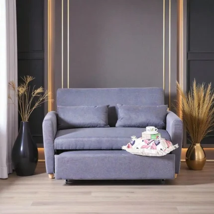 Lumina Blue Velvet Convertible Loveseat Sofa Bed