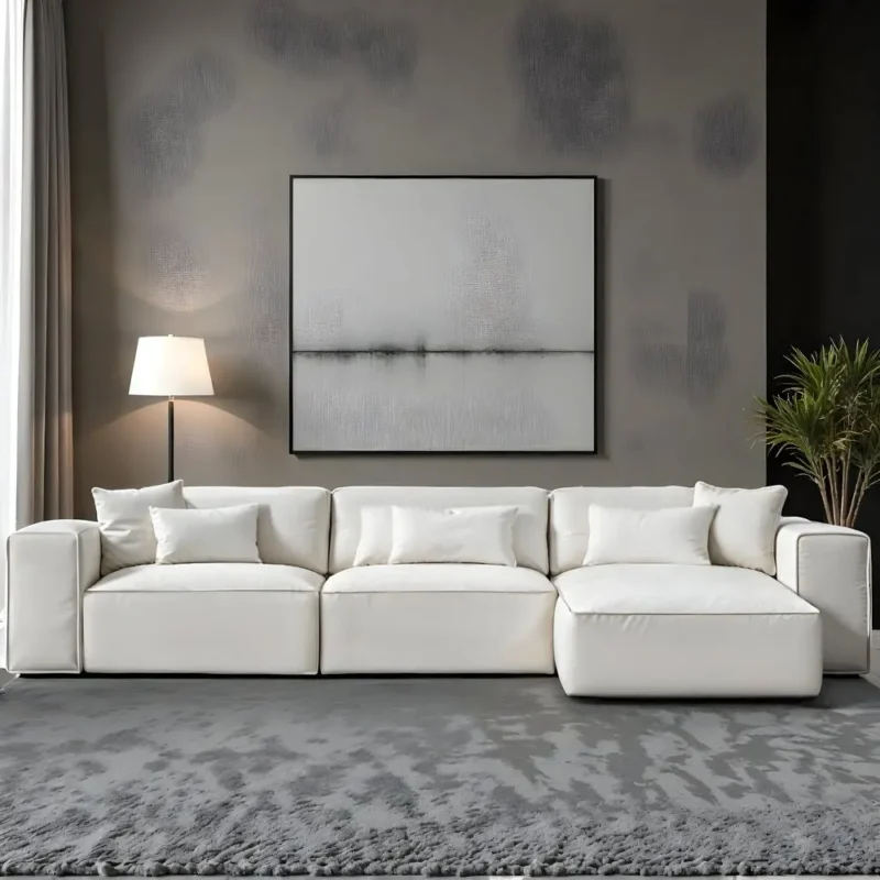Lumina Modular L-Shaped Sectional Sofa in Crisp White