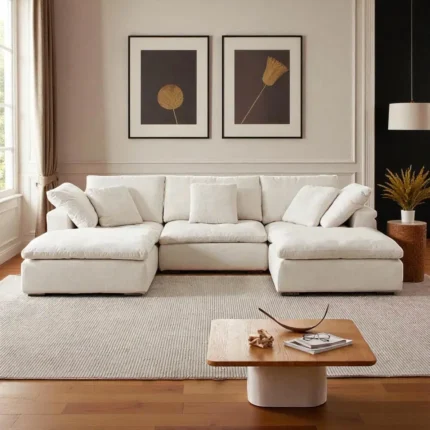 LuxeCloud Modular White Sectional Sofa