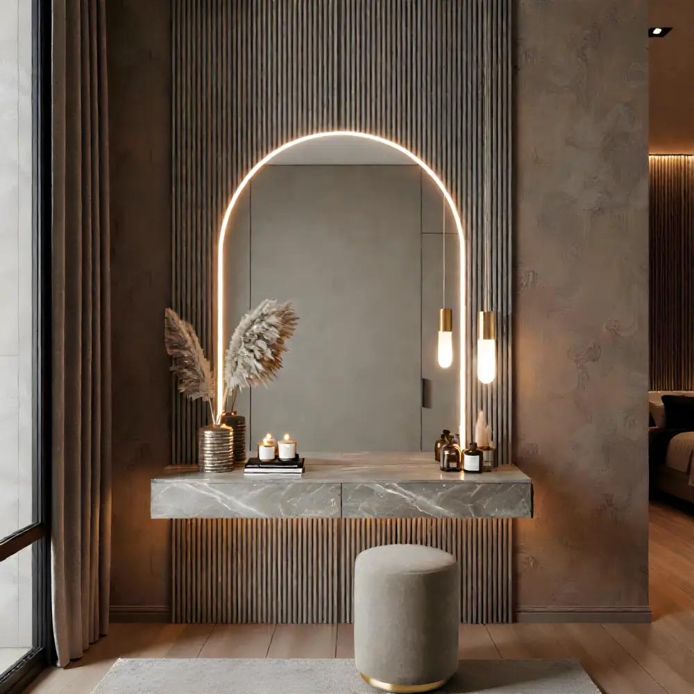Modern Arched LED Dressing Table Vanity Modern Arched LED Dressing Table Vanity