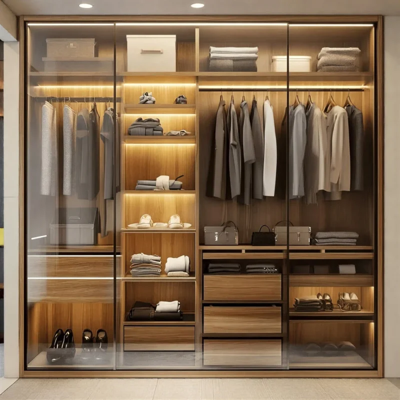 Modern LED Sliding Wardrobe Closet