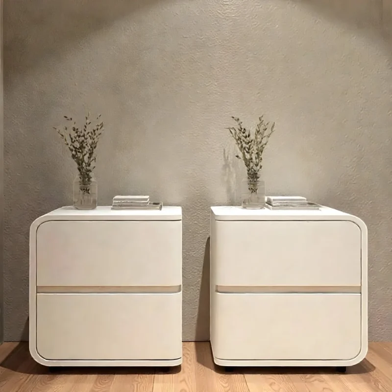 Modern Rounded White Nightstand