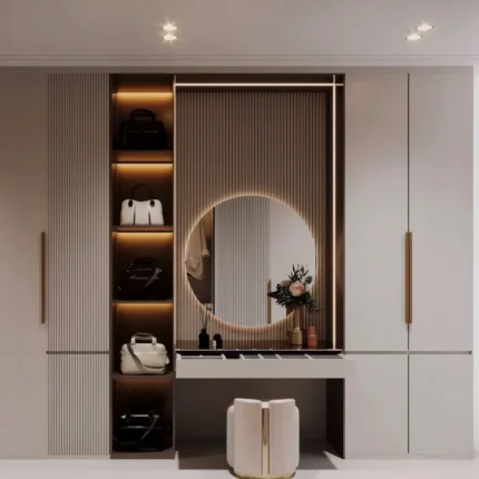 Modern Slatted LED Dressing Table Vanity