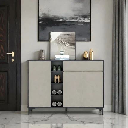 Modern Slim Gray Shoe Cabinet