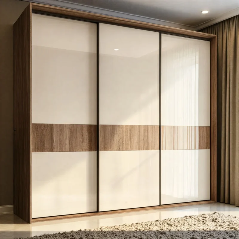 Modern White Sliding Glass Wardrobe