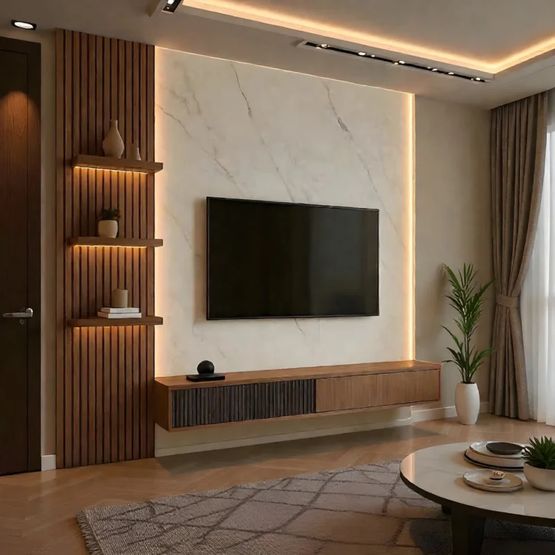 Premium Veined Slat TV Unit