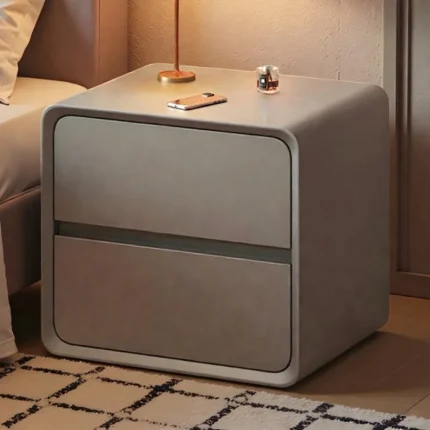 Sleek Curved Gray Nightstand