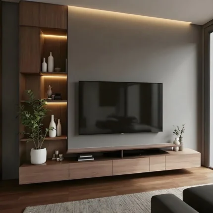 Sleek LED TV Wall Unit
