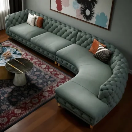 Velvet Haven Curved Sectional Sofa