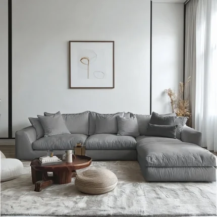 Modern Gray L-Shaped Sectional Sofa