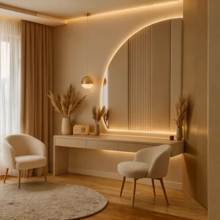 Arched Beige Vanity Dresser