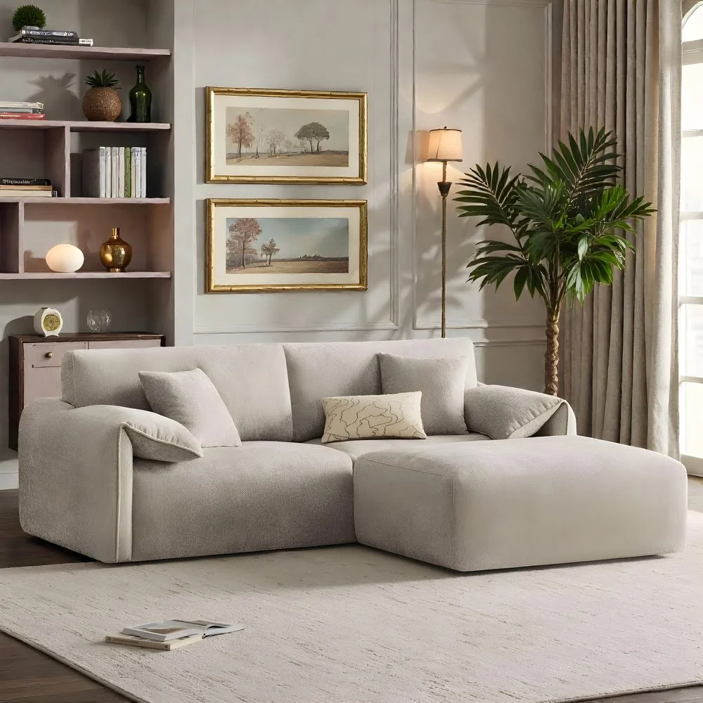 CloudLux Beige Bouclé Sectional