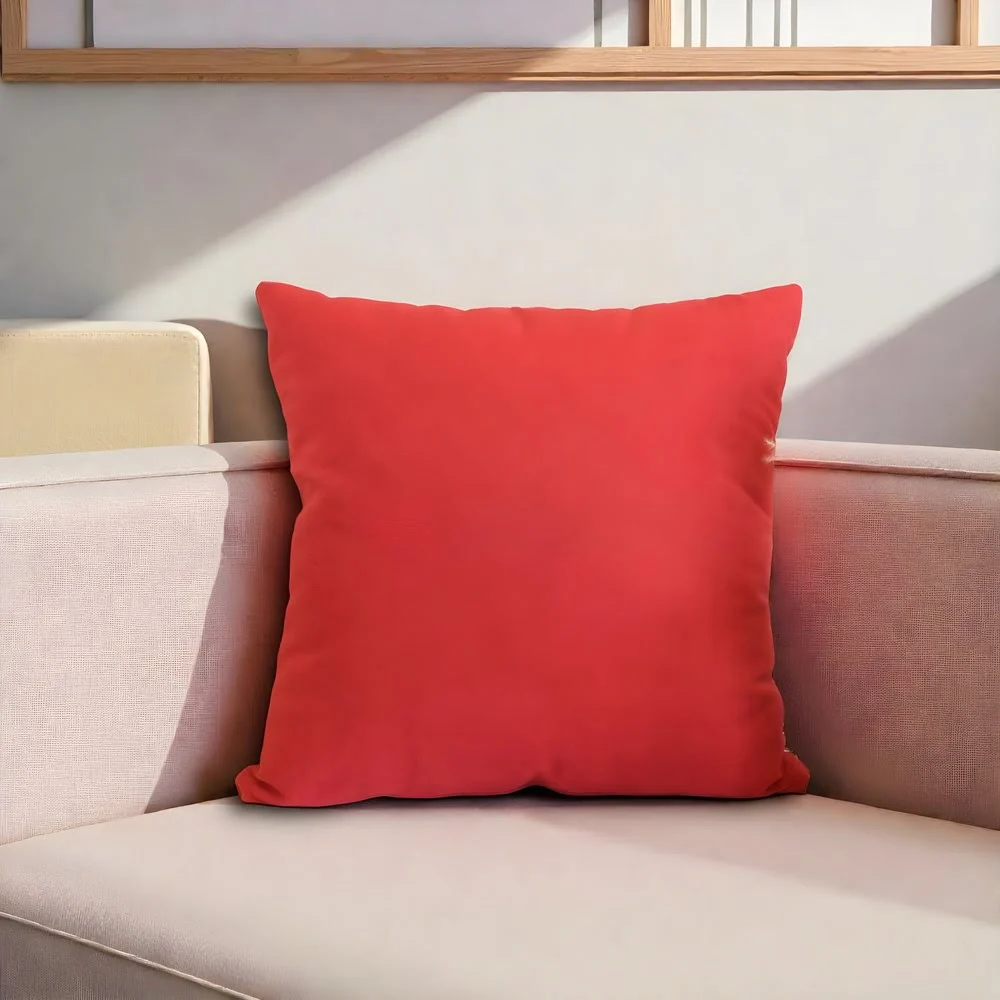 Coral Red Velvet Cushion Coral Red Velvet Cushion