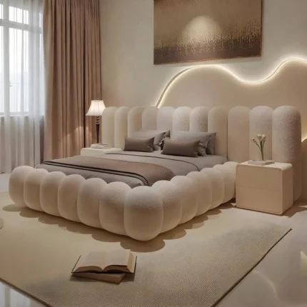 Cream Boucle Bubble Bed