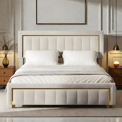 Cream Gold Luxe Bed