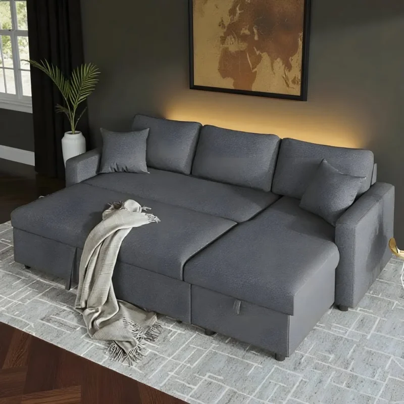Eclipse Gray Modular L-Sectional Sofa with Chaise Lounge