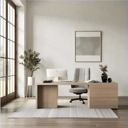EliteFlow Light Neutral L-Shaped Executive Desk