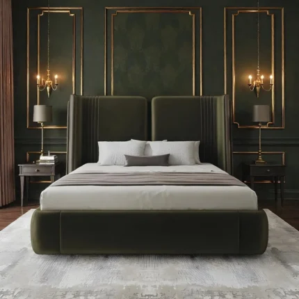 Emerald Winged Velvet Bed