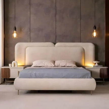 Ivory Boucle Glow Bed