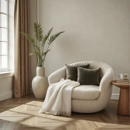 Ivory Ribbed Cocoon Lounge Chair