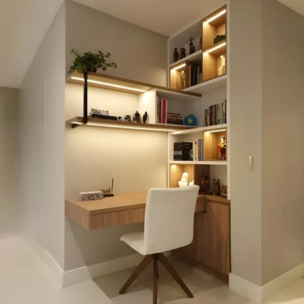 LuminaFlow LED Corner Built-in Study Desk