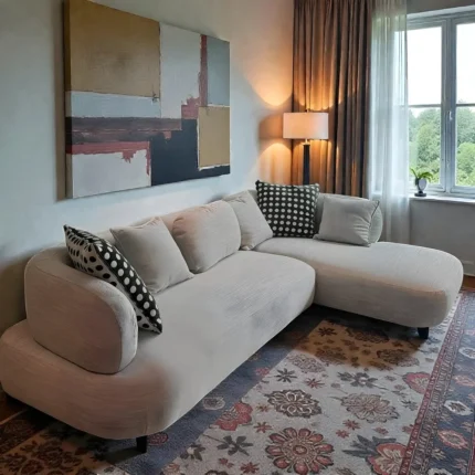 Luna Curved Beige Sectional Sofa